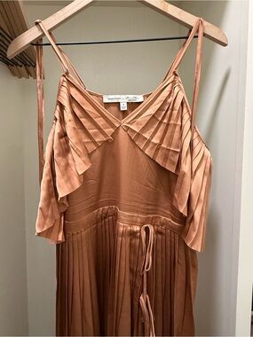 Banana Republic Copper Pleated V-Neck Maxi Dress